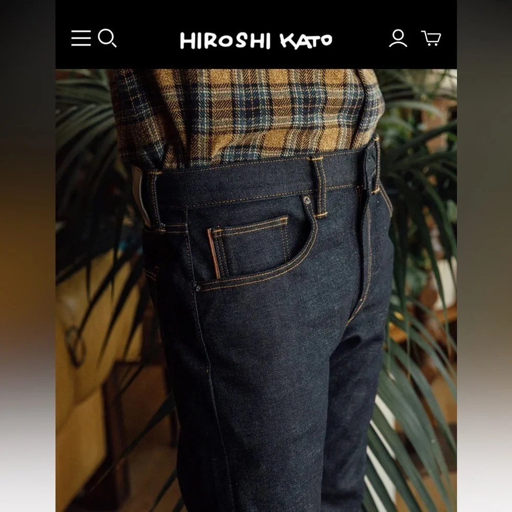 Hiroshi Kato Men’s Jeans size 29 ( 32x 26) Scissors slim tapered raw indigo